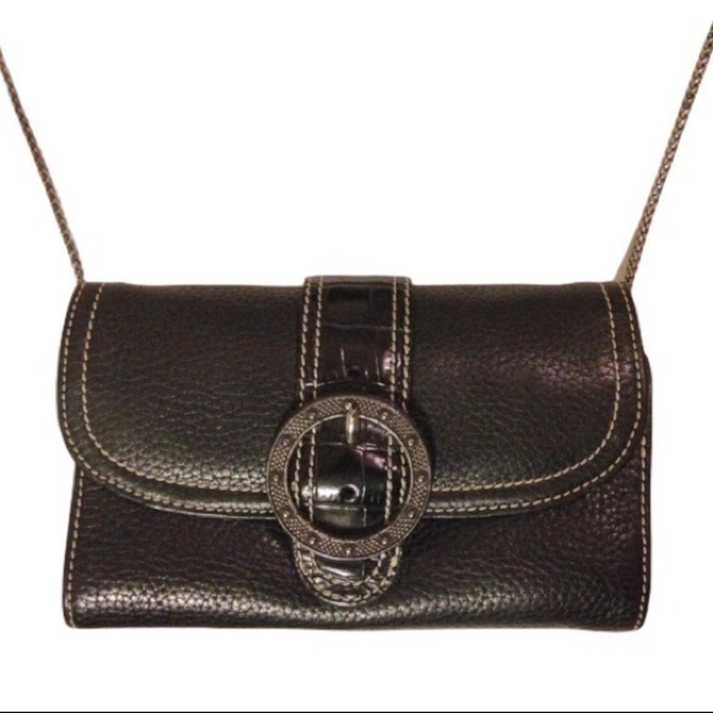 Brighton black leather organizer crossbody